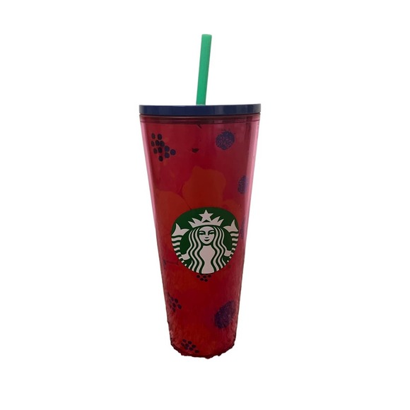 NWT Starbucks Venti Cup - Red & Purple Florals - Picture 1 of 5